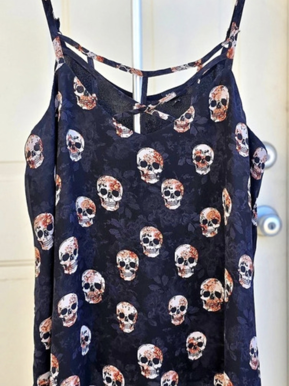 Torrid Sophie Chiffon Swing Cami Skull Print Black Size 0